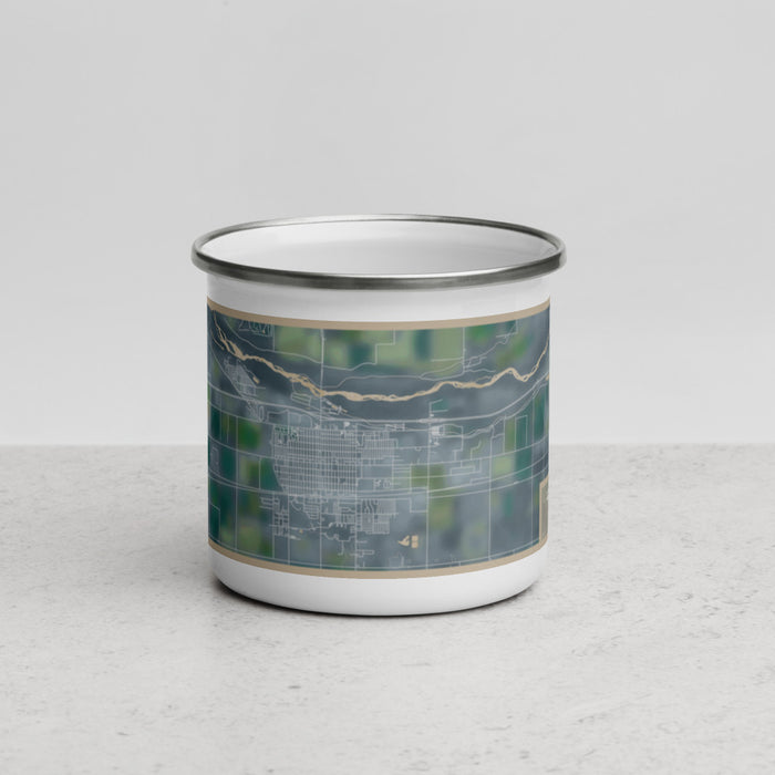 Front View Custom Fort Morgan Colorado Map Enamel Mug in Afternoon