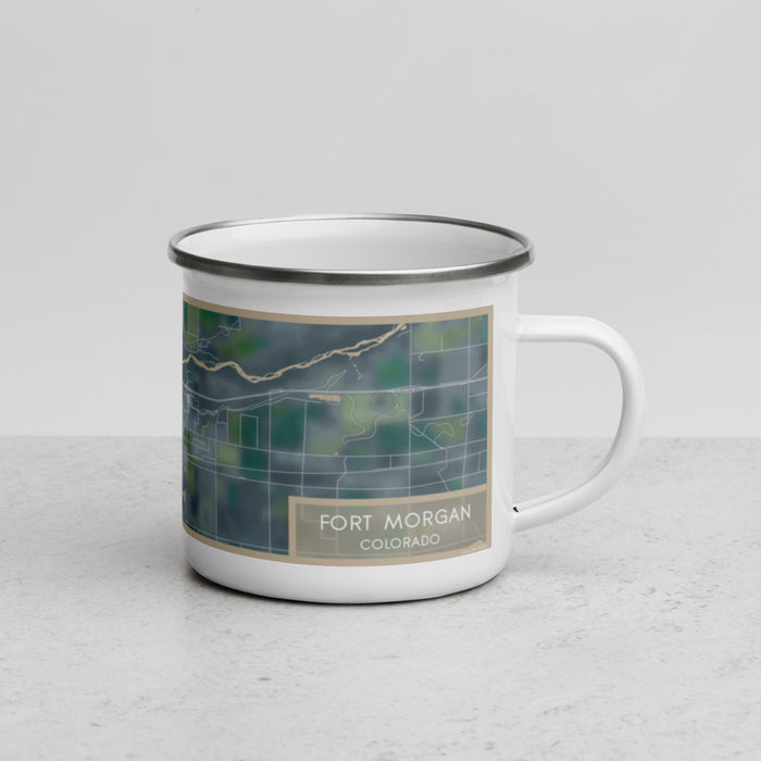 Right View Custom Fort Morgan Colorado Map Enamel Mug in Afternoon