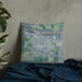 Custom Fort Morgan Colorado Map Throw Pillow in Afternoon on Bedding Against Wall