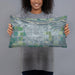Person holding 20x12 Custom Fort Morgan Colorado Map Throw Pillow in Afternoon