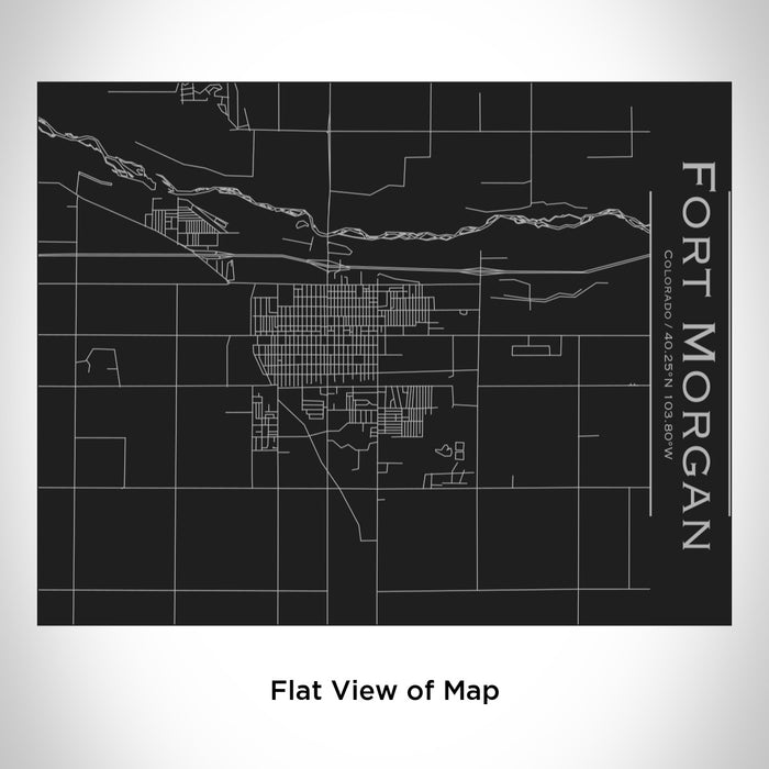 Rendered View of Fort Morgan Colorado Map Engraving on 20oz Stainless Steel Insulated Bottle with Bamboo Top in Black