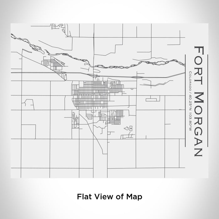 Rendered View of Fort Morgan Colorado Map Engraving on 20oz Stainless Steel Insulated Bottle with Bamboo Top in White