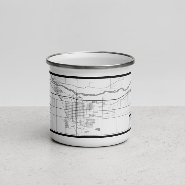 Front View Custom Fort Morgan Colorado Map Enamel Mug in Classic