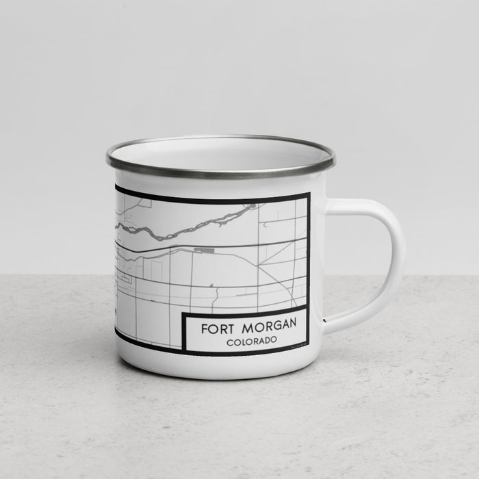 Right View Custom Fort Morgan Colorado Map Enamel Mug in Classic