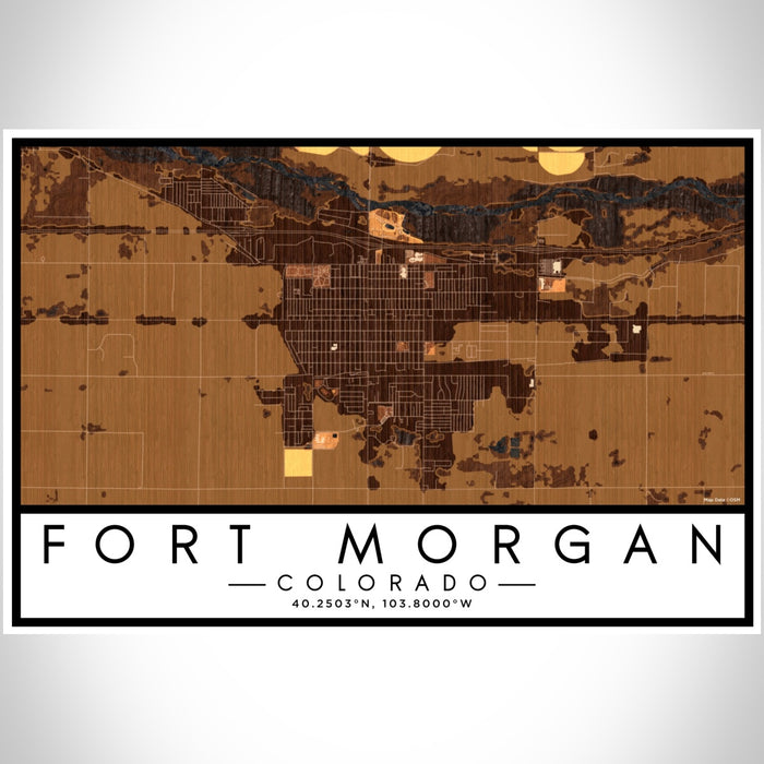 Fort Morgan Colorado Map Print Landscape Orientation in Ember Style With Shaded Background