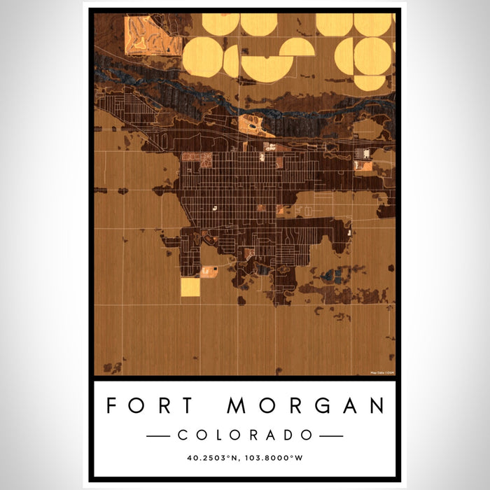 Fort Morgan Colorado Map Print Portrait Orientation in Ember Style With Shaded Background