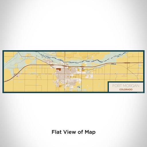 Flat View of Map Custom Fort Morgan Colorado Map Enamel Mug in Woodblock
