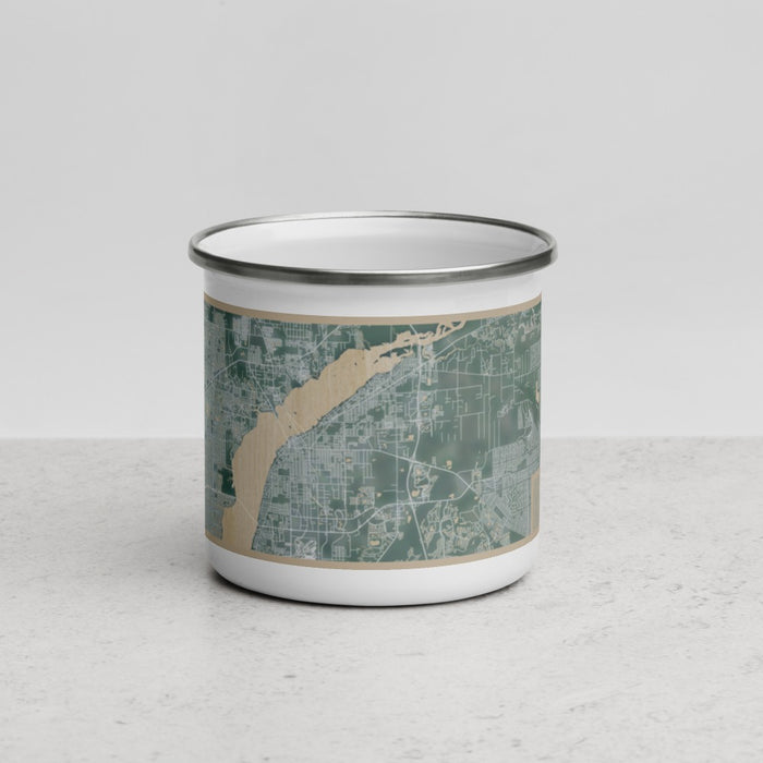 Front View Custom Fort Myers Florida Map Enamel Mug in Afternoon