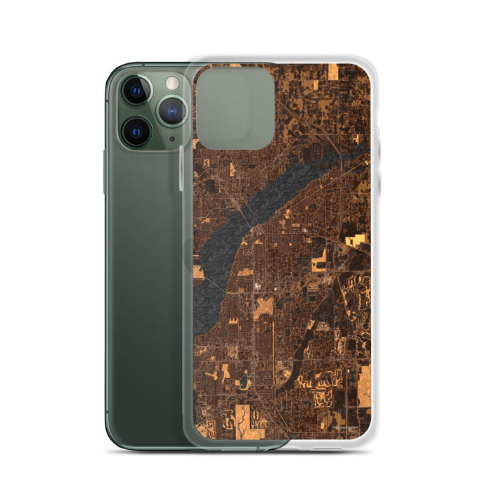 Custom Fort Myers Florida Map Phone Case in Ember on Table with Laptop and Plant