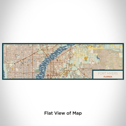 Flat View of Map Custom Fort Myers Florida Map Enamel Mug in Woodblock