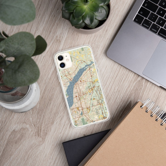 Custom Fort Myers Florida Map Phone Case in Woodblock