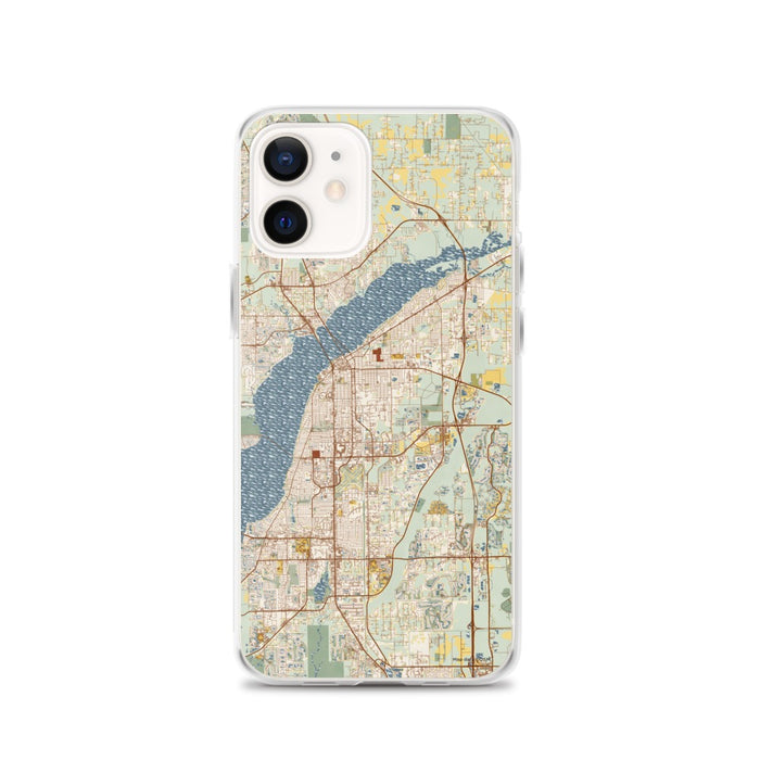 Custom Fort Myers Florida Map iPhone 12 Phone Case in Woodblock