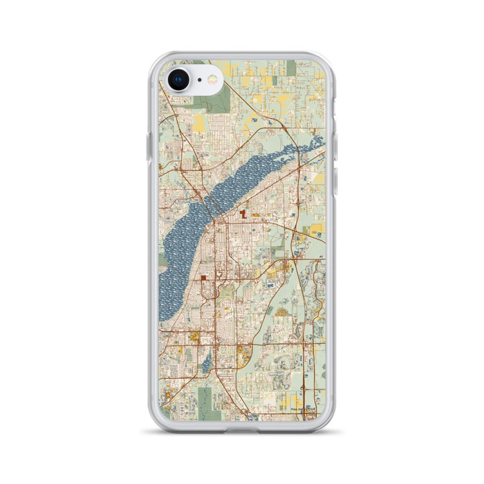 Custom Fort Myers Florida Map iPhone SE Phone Case in Woodblock