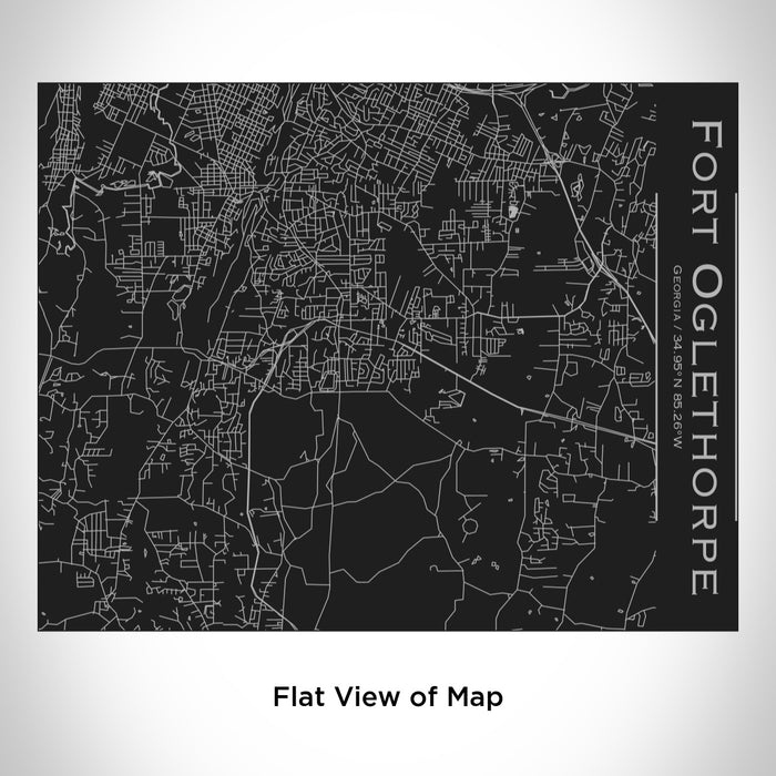 Rendered View of Fort Oglethorpe Georgia Map Engraving on 20oz Stainless Steel Insulated Bottle with Bamboo Top in Black