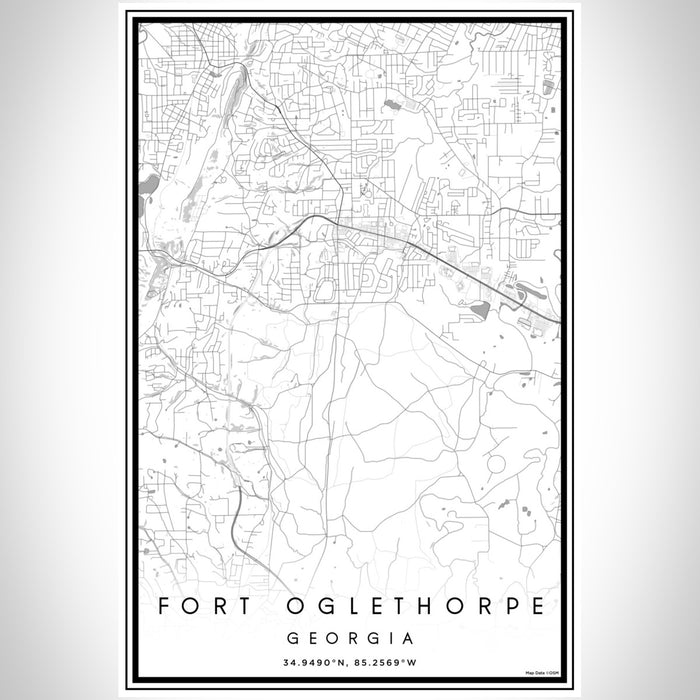 Fort Oglethorpe Georgia Map Print Portrait Orientation in Classic Style With Shaded Background