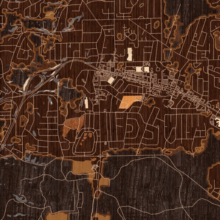 Fort Oglethorpe Georgia Map Print in Ember Style Zoomed In Close Up Showing Details