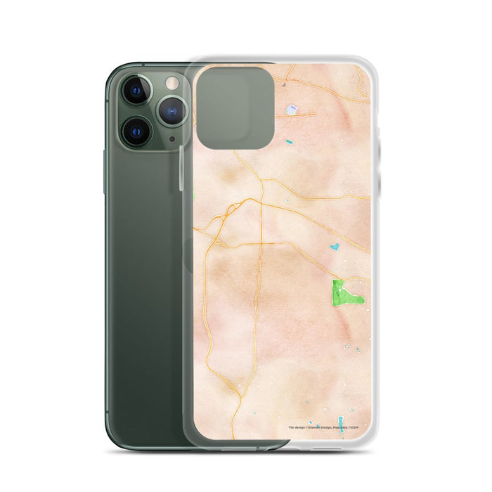 Custom Fort Oglethorpe Georgia Map Phone Case in Watercolor on Table with Laptop and Plant