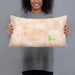 Person holding 20x12 Custom Fort Oglethorpe Georgia Map Throw Pillow in Watercolor