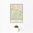 12x18 Fort Oglethorpe Georgia Map Print Portrait Orientation in Woodblock Style With Small Cactus Plant in White Planter