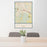 24x36 Fort Oglethorpe Georgia Map Print Portrait Orientation in Woodblock Style Behind 2 Chairs Table and Potted Plant