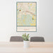 24x36 Fort Oglethorpe Georgia Map Print Portrait Orientation in Woodblock Style Behind 2 Chairs Table and Potted Plant