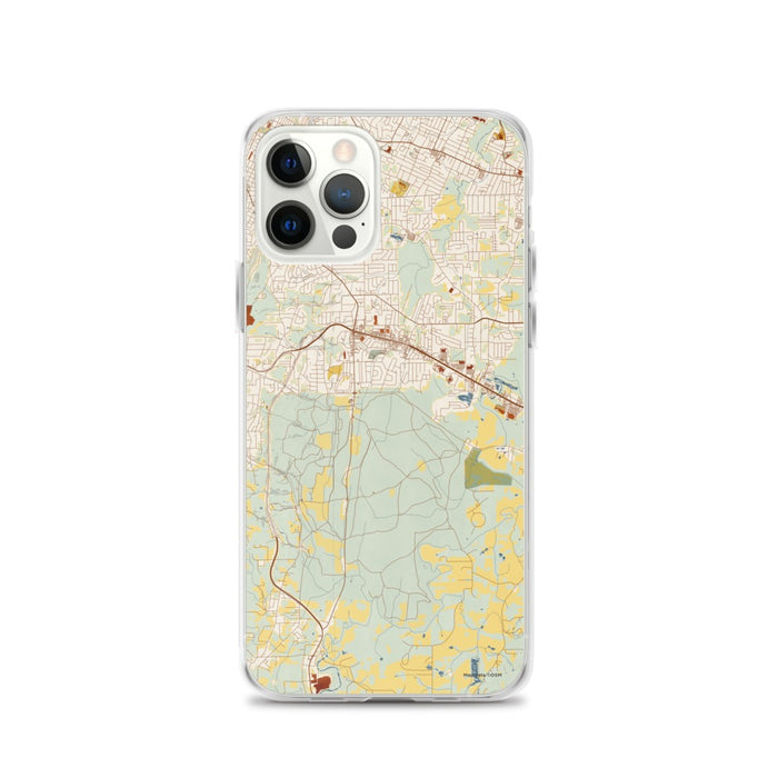 Custom Fort Oglethorpe Georgia Map iPhone 12 Pro Phone Case in Woodblock