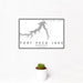 12x18 Fort Peck Lake Montana Map Print Landscape Orientation in Classic Style With Small Cactus Plant in White Planter