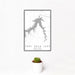 12x18 Fort Peck Lake Montana Map Print Portrait Orientation in Classic Style With Small Cactus Plant in White Planter