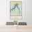 24x36 Fort Peck Lake Montana Map Print Portrait Orientation in Woodblock Style Behind 2 Chairs Table and Potted Plant