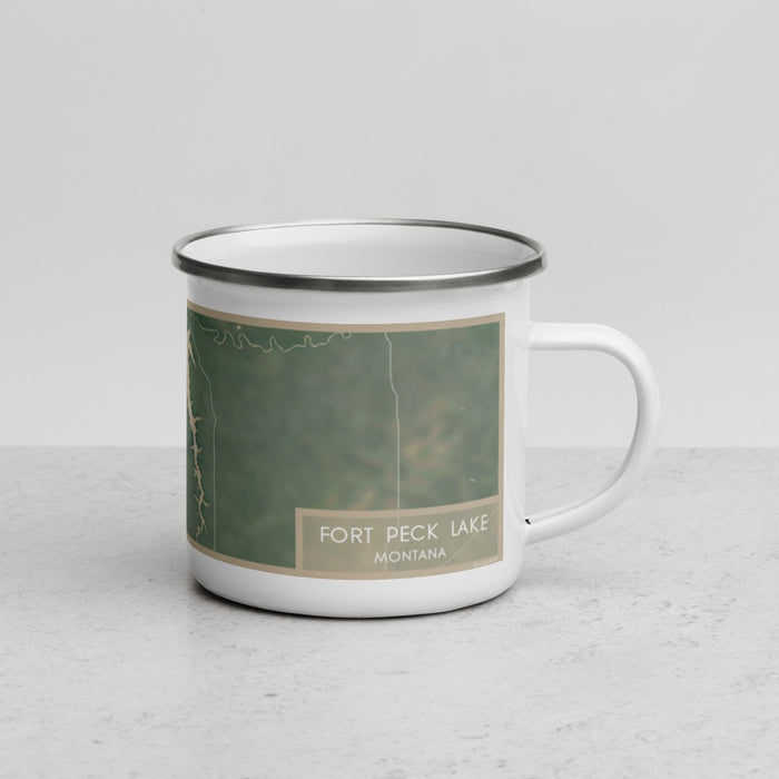 Right View Custom Fort Peck Lake Montana Map Enamel Mug in Afternoon
