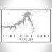 Fort Peck Lake Montana Map Print Landscape Orientation in Classic Style With Shaded Background