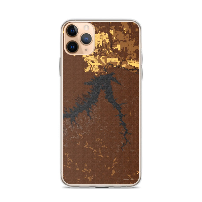Custom iPhone 11 Pro Max Fort Peck Lake Montana Map Phone Case in Ember