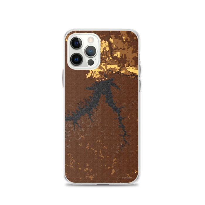 Custom iPhone 12 Pro Fort Peck Lake Montana Map Phone Case in Ember