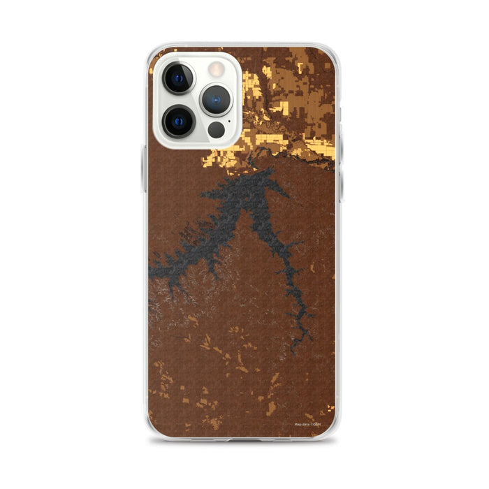 Custom iPhone 12 Pro Max Fort Peck Lake Montana Map Phone Case in Ember