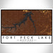Fort Peck Lake Montana Map Print Landscape Orientation in Ember Style With Shaded Background
