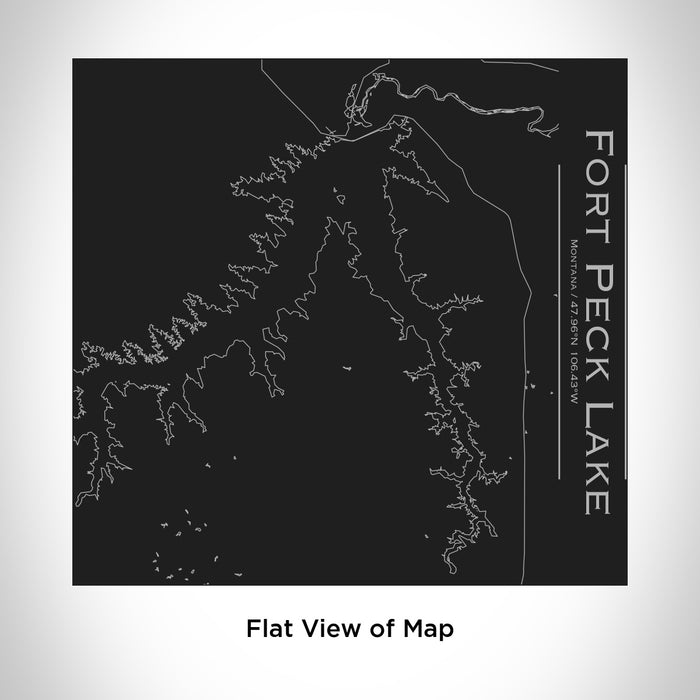Rendered View of Fort Peck Lake Montana Map Engraving on 17oz Stainless Steel Insulated Tumbler in Black