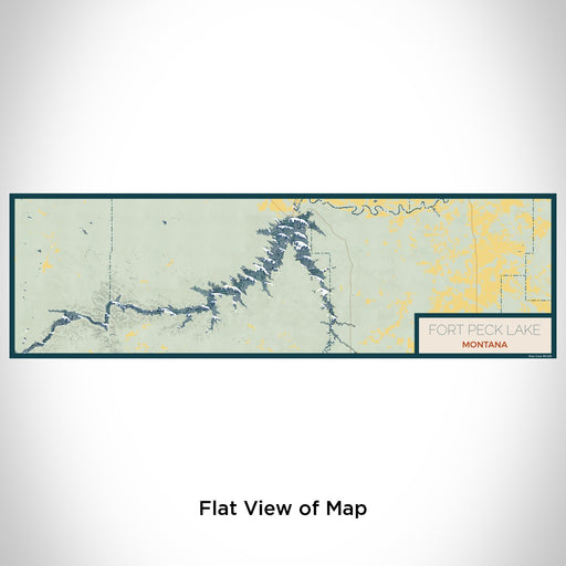 Flat View of Map Custom Fort Peck Lake Montana Map Enamel Mug in Woodblock