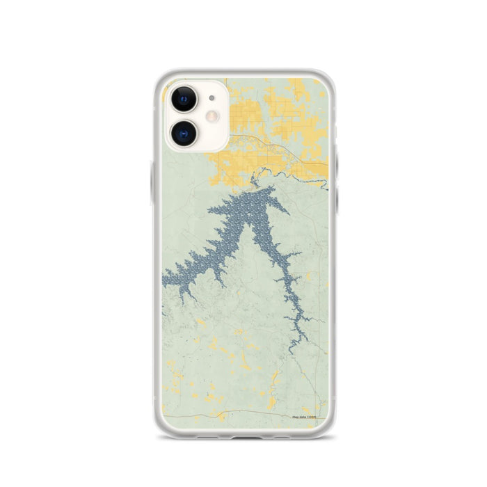 Custom iPhone 11 Fort Peck Lake Montana Map Phone Case in Woodblock