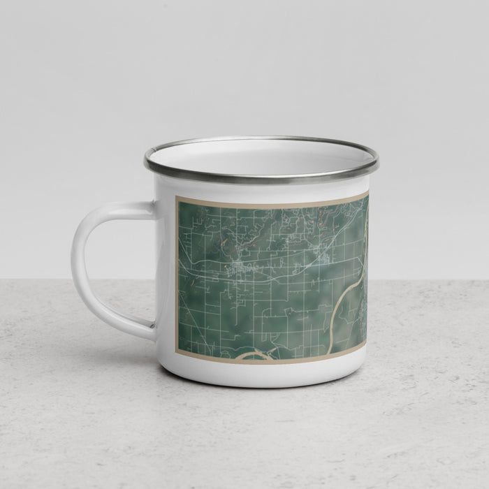Left View Custom Fort Smith Arkansas Map Enamel Mug in Afternoon
