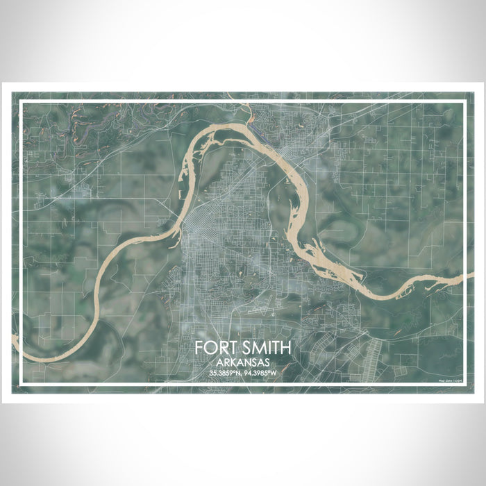 Fort Smith Arkansas Map Print Landscape Orientation in Afternoon Style With Shaded Background