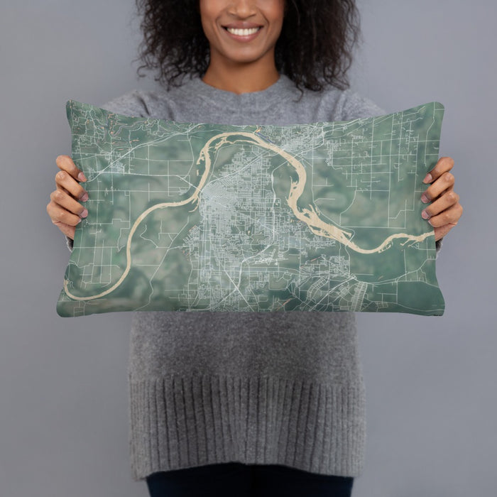 Person holding 20x12 Custom Fort Smith Arkansas Map Throw Pillow in Afternoon
