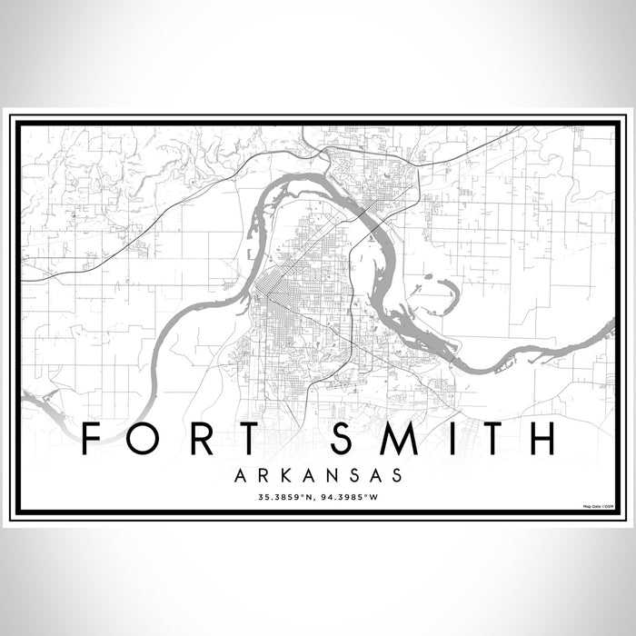 Fort Smith Arkansas Map Print Landscape Orientation in Classic Style With Shaded Background