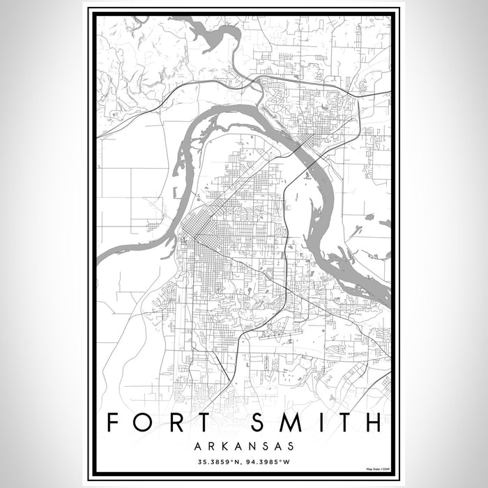 Fort Smith Arkansas Map Print Portrait Orientation in Classic Style With Shaded Background