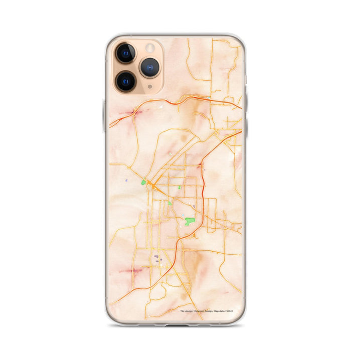 Custom iPhone 11 Pro Max Fort Smith Arkansas Map Phone Case in Watercolor