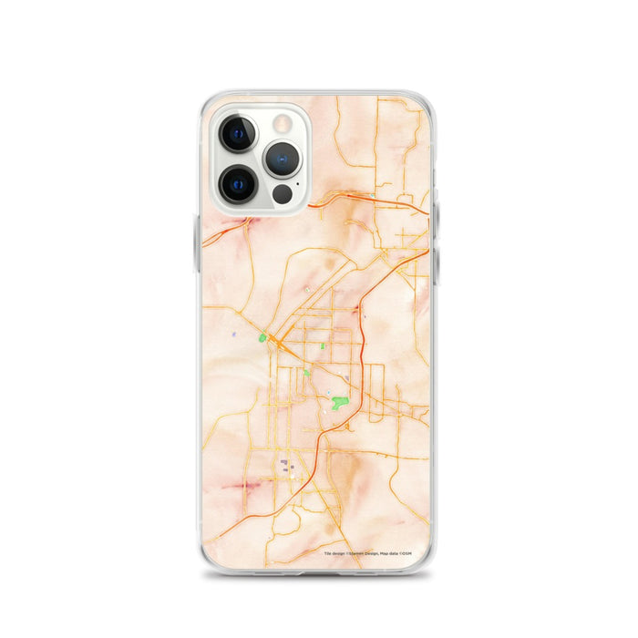 Custom iPhone 12 Pro Fort Smith Arkansas Map Phone Case in Watercolor
