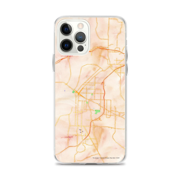 Custom iPhone 12 Pro Max Fort Smith Arkansas Map Phone Case in Watercolor