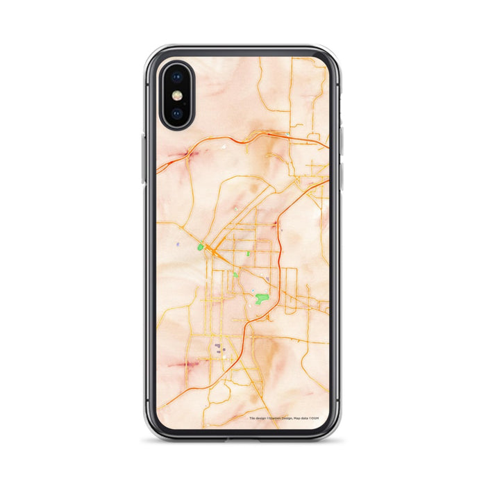 Custom iPhone X/XS Fort Smith Arkansas Map Phone Case in Watercolor