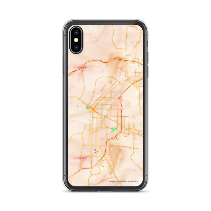 Custom iPhone XS Max Fort Smith Arkansas Map Phone Case in Watercolor
