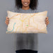 Person holding 20x12 Custom Fort Smith Arkansas Map Throw Pillow in Watercolor