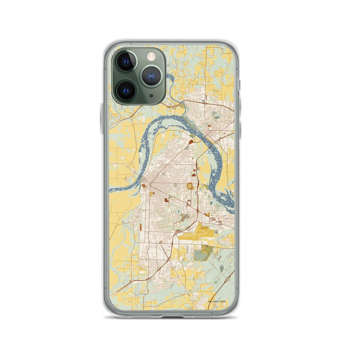 Custom iPhone 11 Pro Fort Smith Arkansas Map Phone Case in Woodblock